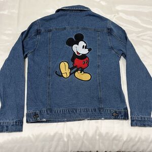 Vintage Denim Jean Trucker Jacket Embroidered Disney Mickey Mouse Womens L